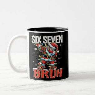 67 Six Seven Burh Santa Dab Christmas 6 7 Meme  Two-Tone Coffee Mug