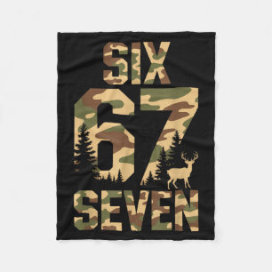 67 Six Seven Camo Deer Buck Meme Funny Hunting Out Fleece Blanket