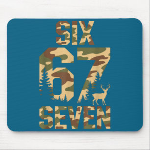 67 Six Seven Camo Deer Buck Meme Funny Hunting Out Mouse Pad