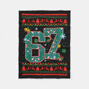 67 Six Seven Christmas Funny Meme Hand 67 Couples  Fleece Blanket