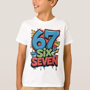 67 Six Seven Colorful Pop Art Graphic Tee for Fun 