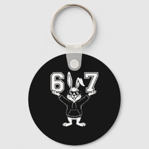 67 six seven cute bunny rabbit with sunglasses keychain