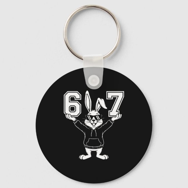 67 six seven cute bunny rabbit with sunglasses keychain (Front)