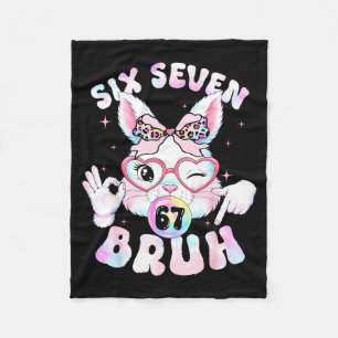 67 Six Seven Easter Day Bruh Bunny Face Easter Gir Fleece Blanket