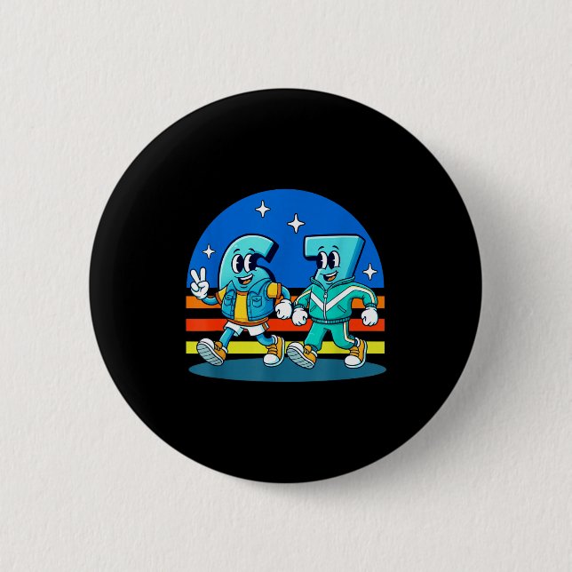 67 Six Seven Fun Meme Funny Design Kids School  2 Inch Round Button (Front)