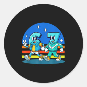67 Six Seven Fun Meme Funny Design Kids School  Classic Round Sticker