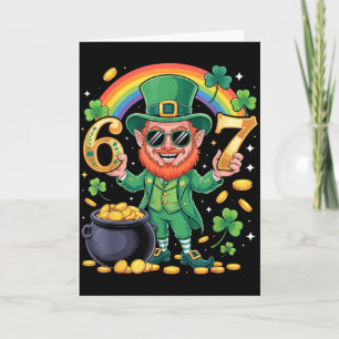 67 Six Seven Funny 6 7 Meme St Patricks Day Leprec Card
