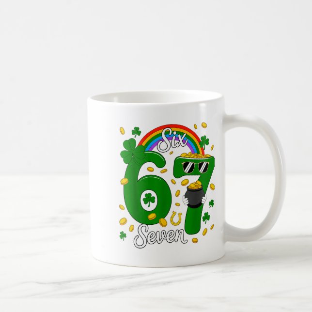 67 Six Seven Funny 6 7 Meme St Patricks Day Leprec Coffee Mug (Right)