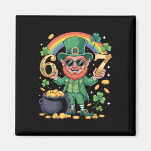 67 Six Seven Funny 6 7 Meme St Patricks Day Leprec Magnet