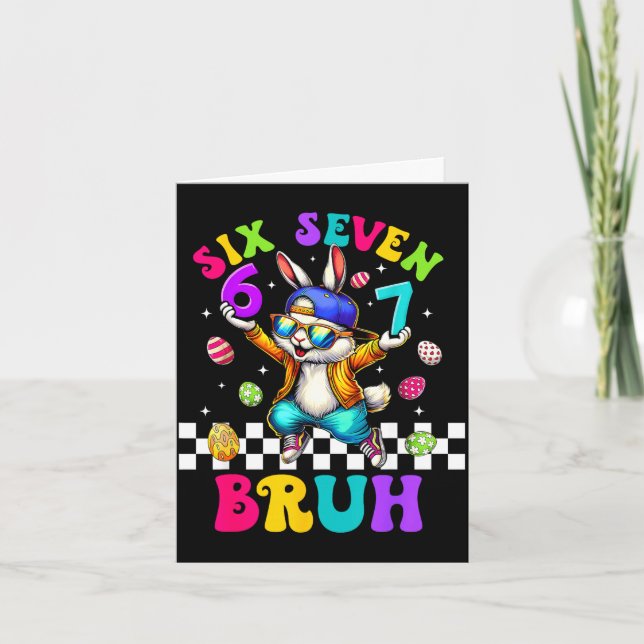 67 six seven funny bunny sunglasses rabbit happy card (Front)