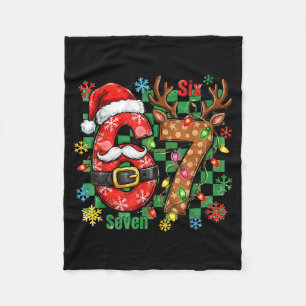67 Six Seven Funny Christmas 6 7 Meme Joke Boys Gi Fleece Blanket