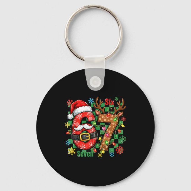 67 Six Seven Funny Christmas 6 7 Meme Joke Boys Gi Keychain (Front)