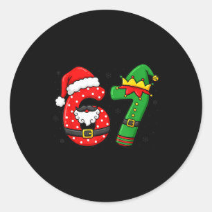 67 Six Seven Funny Christmas 6 7 Meme Xmas Boys Gi Classic Round Sticker