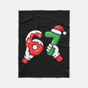 67 Six Seven Funny Christmas 6 7 Meme Xmas Men Wom Fleece Blanket
