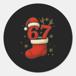 67 Six Seven Funny Gen Alpha Meme Christmas 2025 Classic Round Sticker