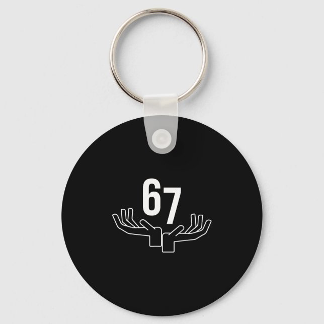 67 Six Seven Hand Gesture Meme  Keychain (Front)