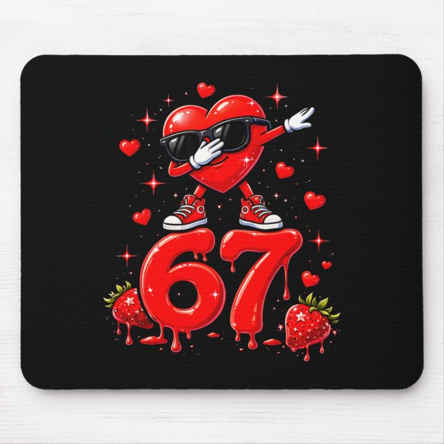 67 Six Seven Ice Cream Meme Funny Valentine Days  Mouse Pad (Front)