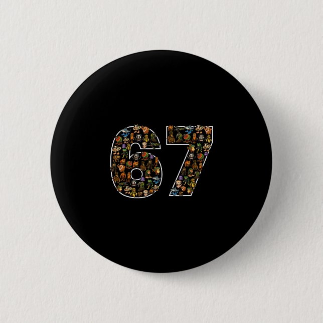 67 Six Seven Italian Brainrot Gen Alpha Meme  2 Inch Round Button (Front)