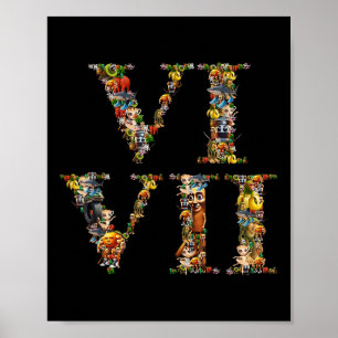 67 Six Seven Italian Brainrot Roman Numeral Meme  Poster