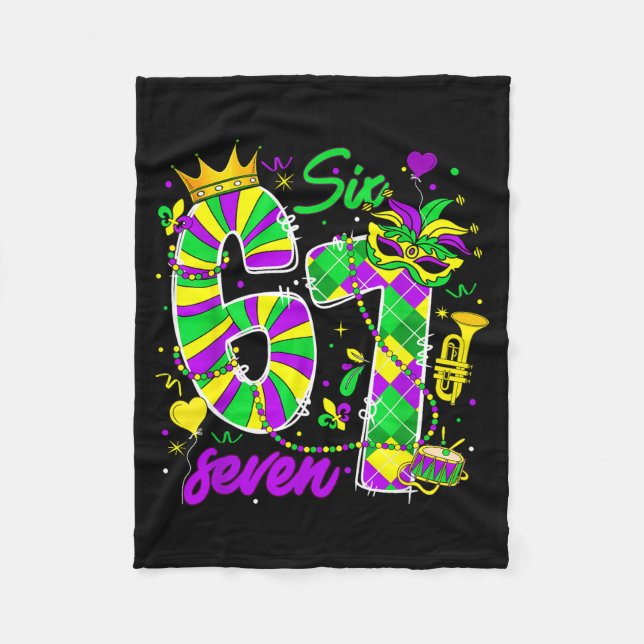 67 Six Seven Mardi Gras Carnival New Orleans Fleur Fleece Blanket (Front)