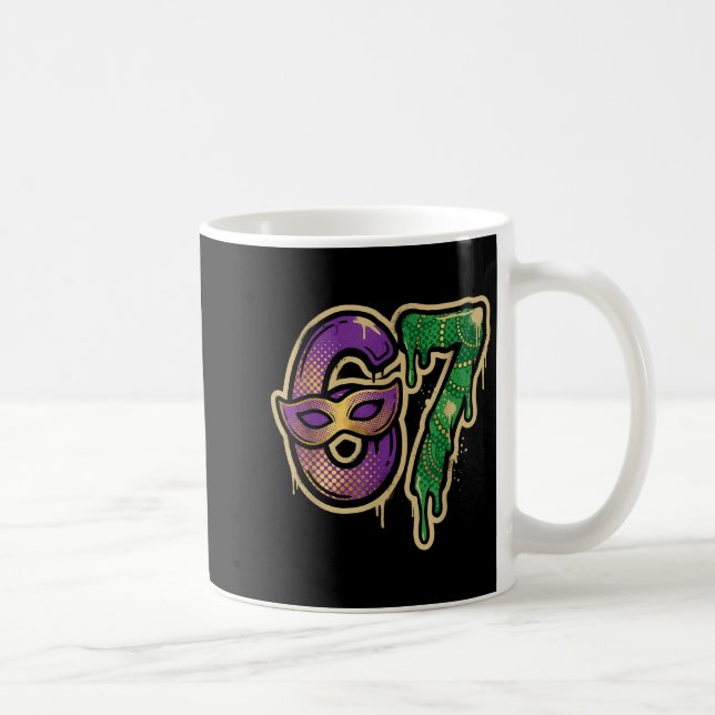 67 Six Seven Mardi Gras Graffiti Gen Alpha Brain R Coffee Mug (Right)