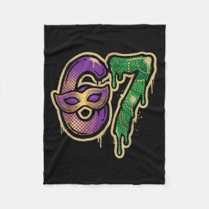 67 Six Seven Mardi Gras Graffiti Gen Alpha Brain R Fleece Blanket