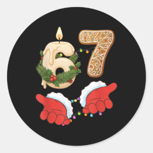 67 Six Seven Meme Christmas Candle Gingerbread Gen Classic Round Sticker