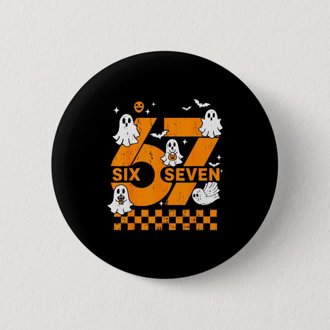 67 Six Seven Meme Fun 6 7 Couple Matching Hallowee 2 Inch Round Button (Front)
