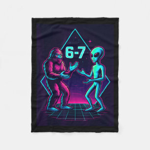 67 Six Seven Meme Funny Bigfoot Alien Sasquatch Uf Fleece Blanket
