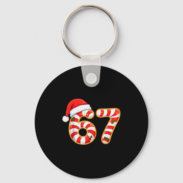 67 Six Seven Meme Gen Alpha Slang Funny Christmas  Keychain (Front)