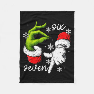 67 Six Seven Meme Santa Hand Christmas Funny Gen A Fleece Blanket