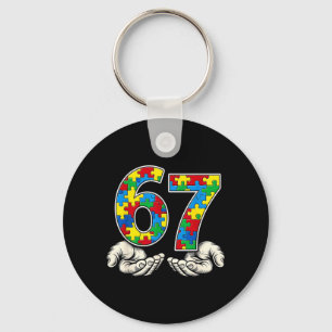 67 Six Seven Puzzle Autism Awareness Kids Suprt Keychain