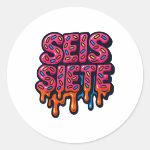 67 Six Seven Seis Seven Spanish Brainrot Viral Mem Classic Round Sticker