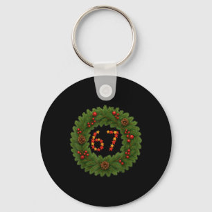 67 Sixty Seven Christmas Pajamas Holiday Funny 6 7 Keychain