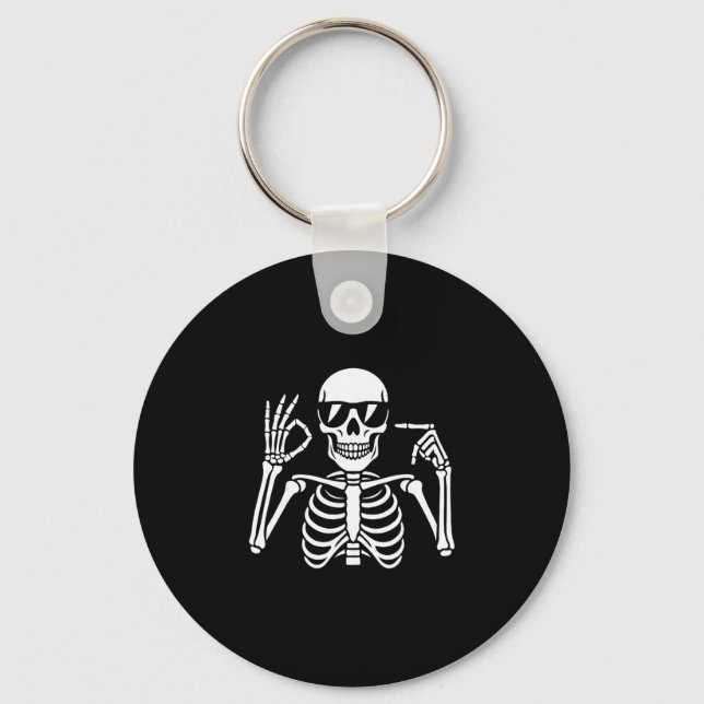 67 Skeleton Funny Six Seven Gen Alpha Halloween Me Keychain (Front)
