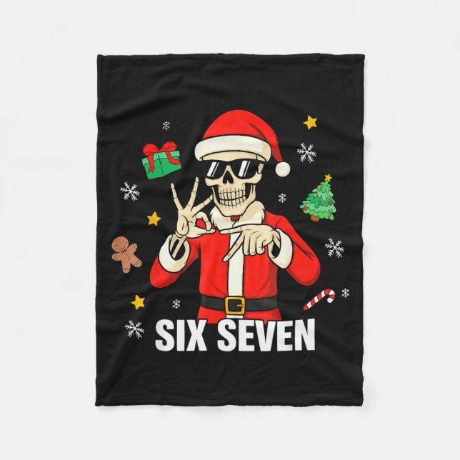 67 Skeleton Funny Six Seven Gen Z Alpha Christmas  Fleece Blanket (Front)