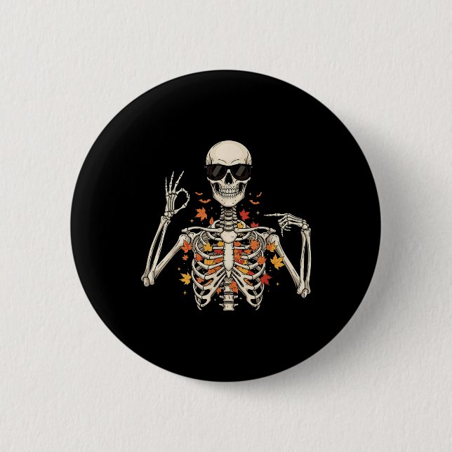 67 Skeleton Meme Funny Six Seven Gen Alpha Hallowe 2 Inch Round Button (Front)
