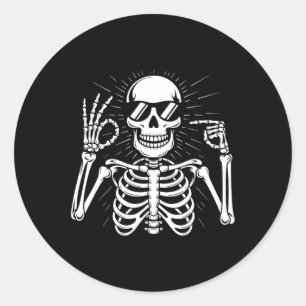 67 Skeleton Six Seven Halloween  Classic Round Sticker