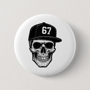 67 Skull Halloween Brainrot Meme Six Seven Kids Sk 2 Inch Round Button