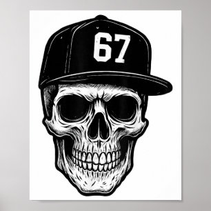 67 Skull Halloween Brainrot Meme Six Seven Kids Sk Poster