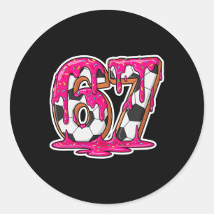 67 Soccer Ice Cream Drip Brain Rot Meme _1  Classic Round Sticker