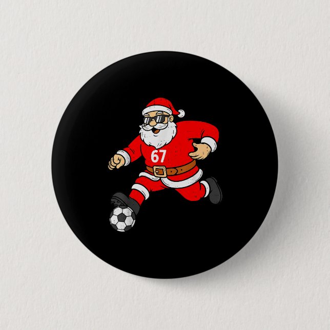 67 Soccer Santa Six Seven Meme Christmas Srt Men B 2 Inch Round Button (Front)