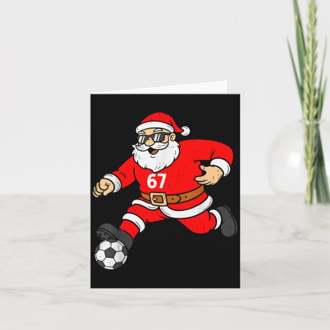 67 Soccer Santa Six Seven Meme Christmas Srt Men B Card (Front)