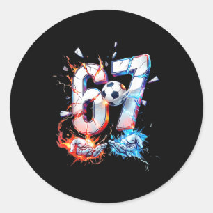 67 Soccer Six Seven Soccer 6 7 Kids Boys Girls Fun Classic Round Sticker