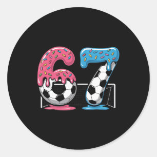 67 Soccer Sport Fan Ice Cream Dripping 6 7 Six Sev Classic Round Sticker