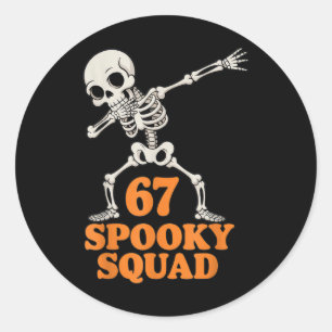 67 Spooky Squad Halloween Skeleton Classic Round Sticker