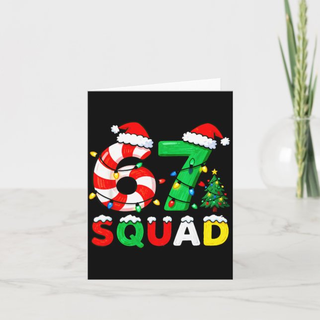 67 Squad Christmas Candy Cane Six Seven Meme Xmas  Card (Front)