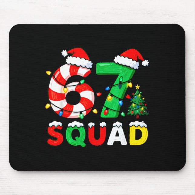 67 Squad Christmas Candy Cane Six Seven Meme Xmas  Mouse Pad (Front)
