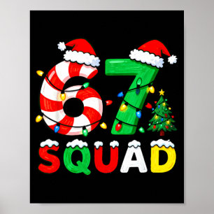 67 Squad Christmas Candy Cane Six Seven Meme Xmas  Poster