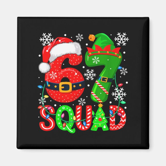 67 Squad Christmas Santa Elf Colorful Costume Kids Magnet (Front)